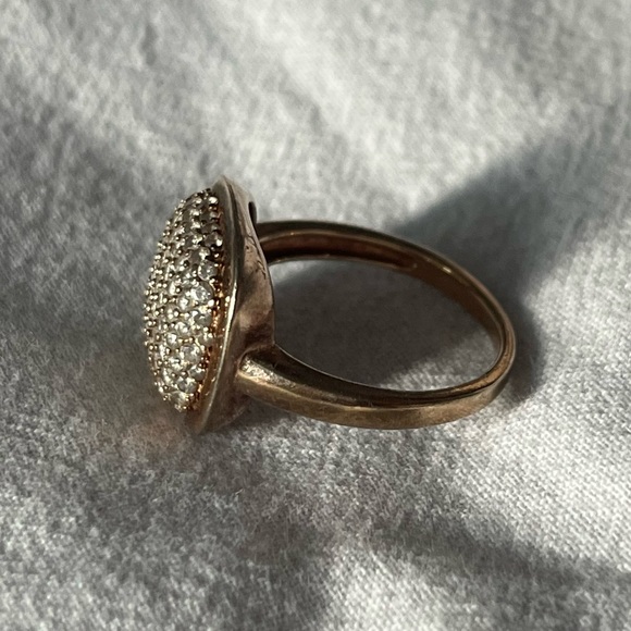 Multi diamond pave square rose gold plated sterling silver ring size 7 - Picture 3 of 4